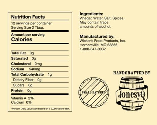 Wicker's Top Shelf Nutrition Label
