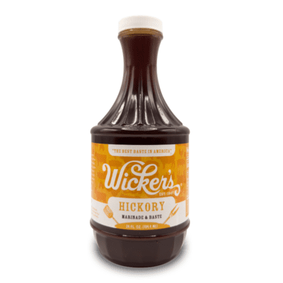 A bottle of Wicker's Hickory Marinade
