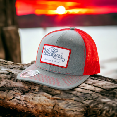 Wicker's Hat Red & Grey Hex Patch
