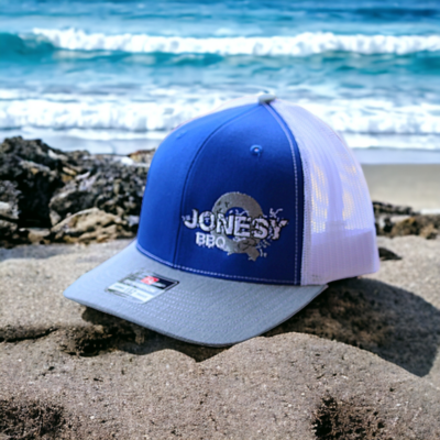 JonesyQ Grey and White Embroidered Hat