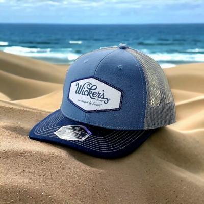 Wicker's Hat Blue & Navy Hex Patch